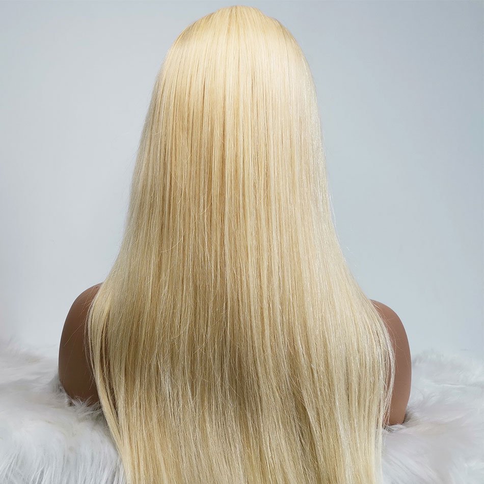 Free Sample Black Women Cuticle Aligned 613 Blonde Colored Lace Closure Front Human Hair Wigs