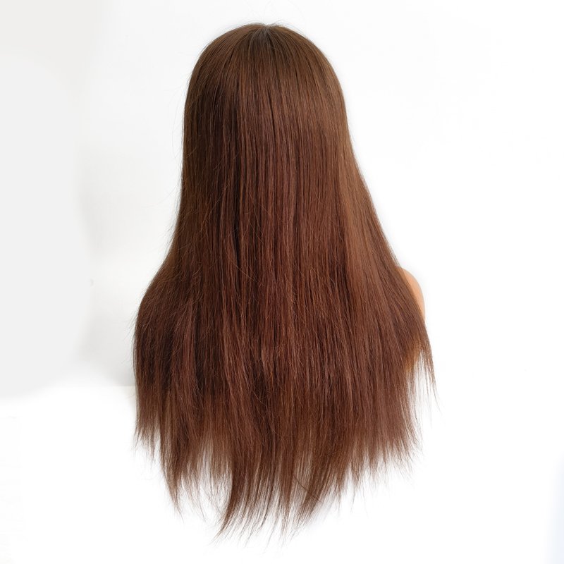 Brown Color Indian Remy Virgin Hair Swiss Lace Pu Skin Human Hair Wig With Factory Price