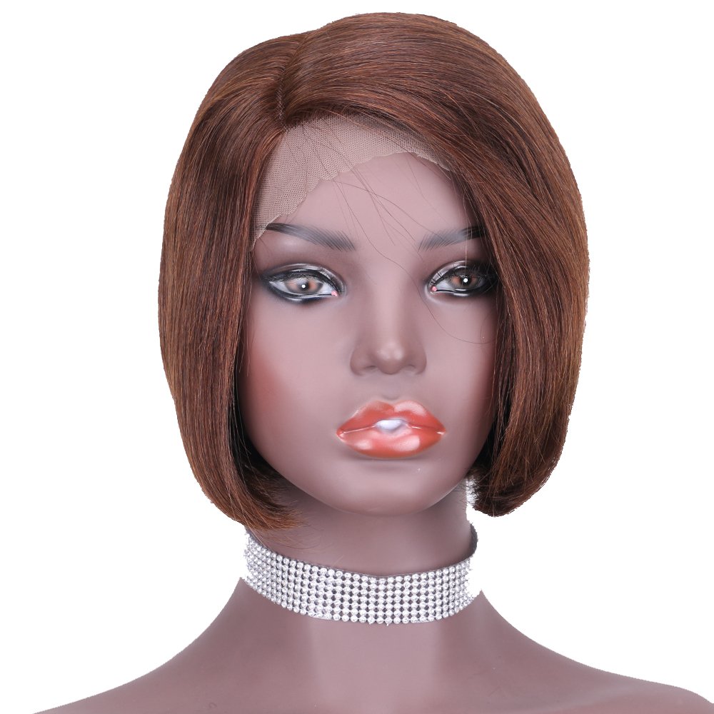 Wholesale natural pixie cut afro kinky curly with bangs honey brown remy brazilian gray wholesale fake scalp human hair wig