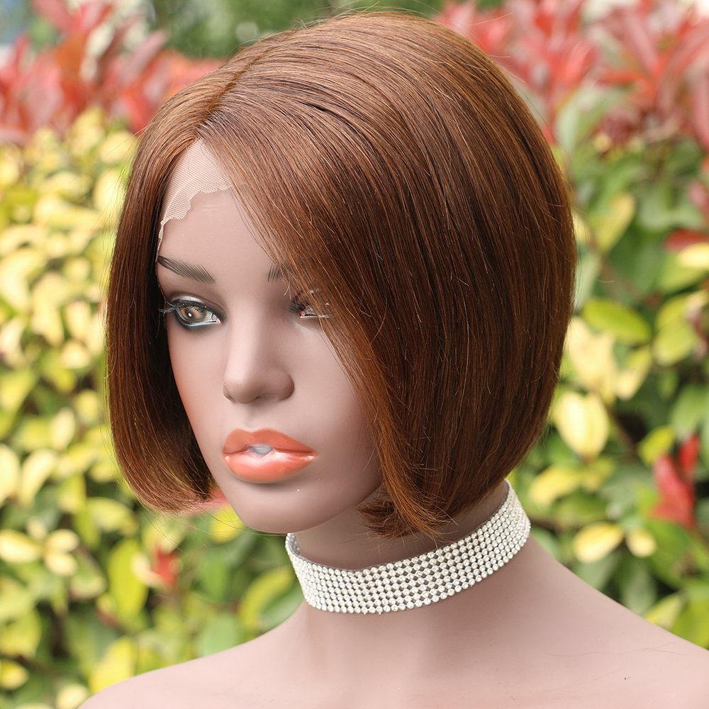 Wholesale natural pixie cut afro kinky curly with bangs honey brown remy brazilian gray wholesale fake scalp human hair wig
