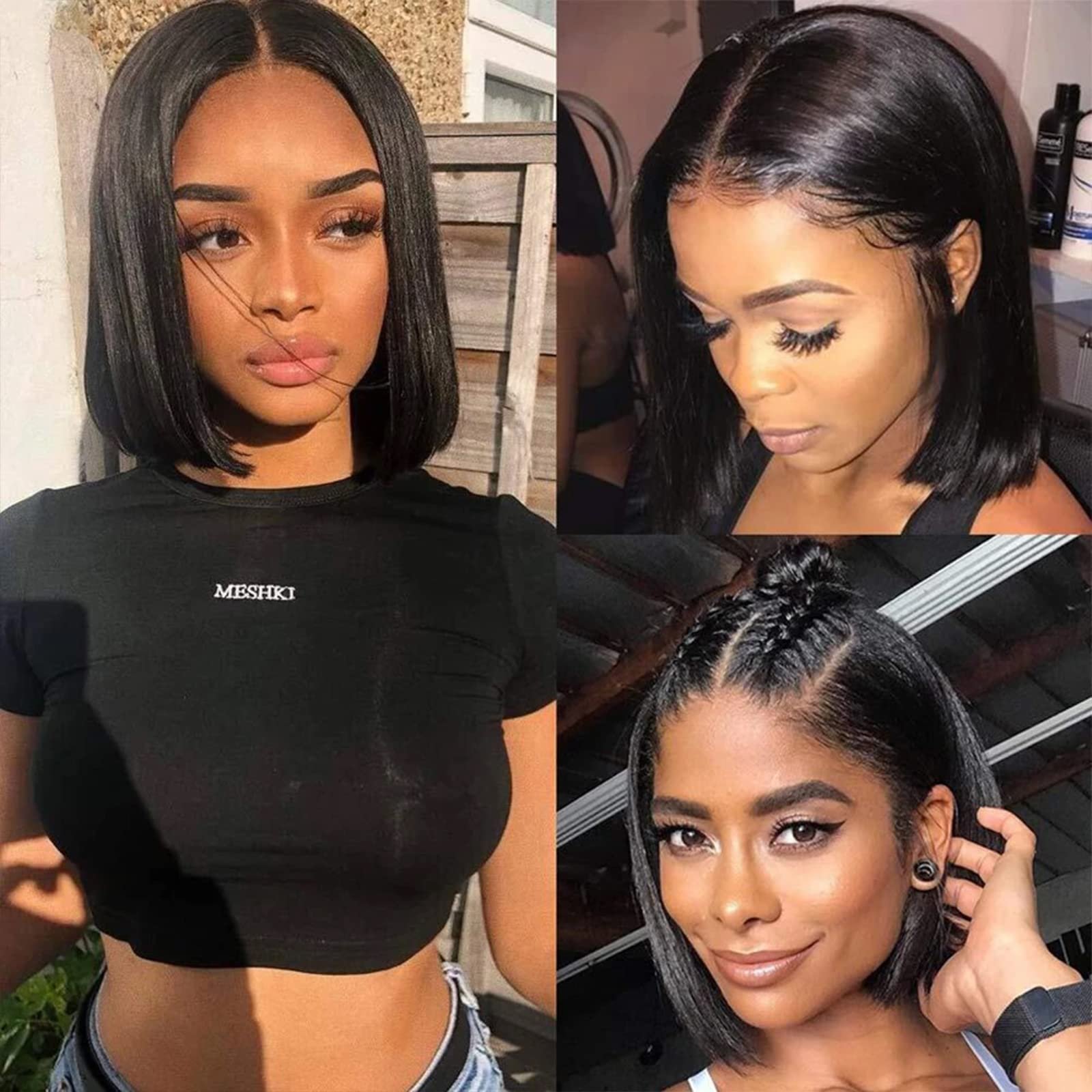 Short Bob Wig Human Hair 4x4 Straight Bob Wigs Human Hair For Black Women Pre Plucked Glueless Human Hair Wigs