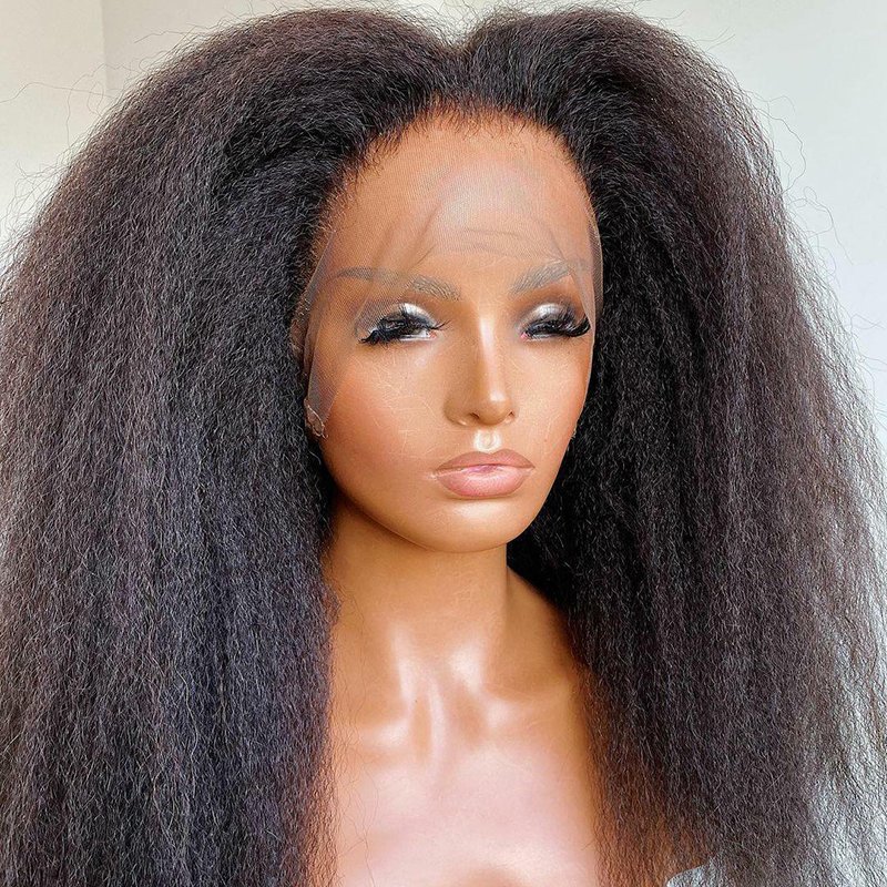 Kinky Straight Wigs 13x4 Lace Front Closure Wigs Human Hair Pre Plucked Brazilian Raw Virgin Hair Glueless Lace Wigs for Woman