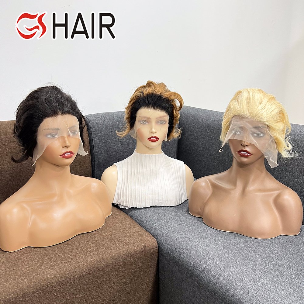 GS Curly Wigs Short Cut Wig,100% Brazilian Curly Human Hair Wig For Black Women,Full Machine Wigs Short Pixie Cut