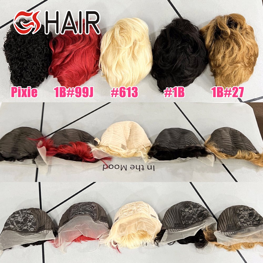 GS Curly Wigs Short Cut Wig,100% Brazilian Curly Human Hair Wig For Black Women,Full Machine Wigs Short Pixie Cut