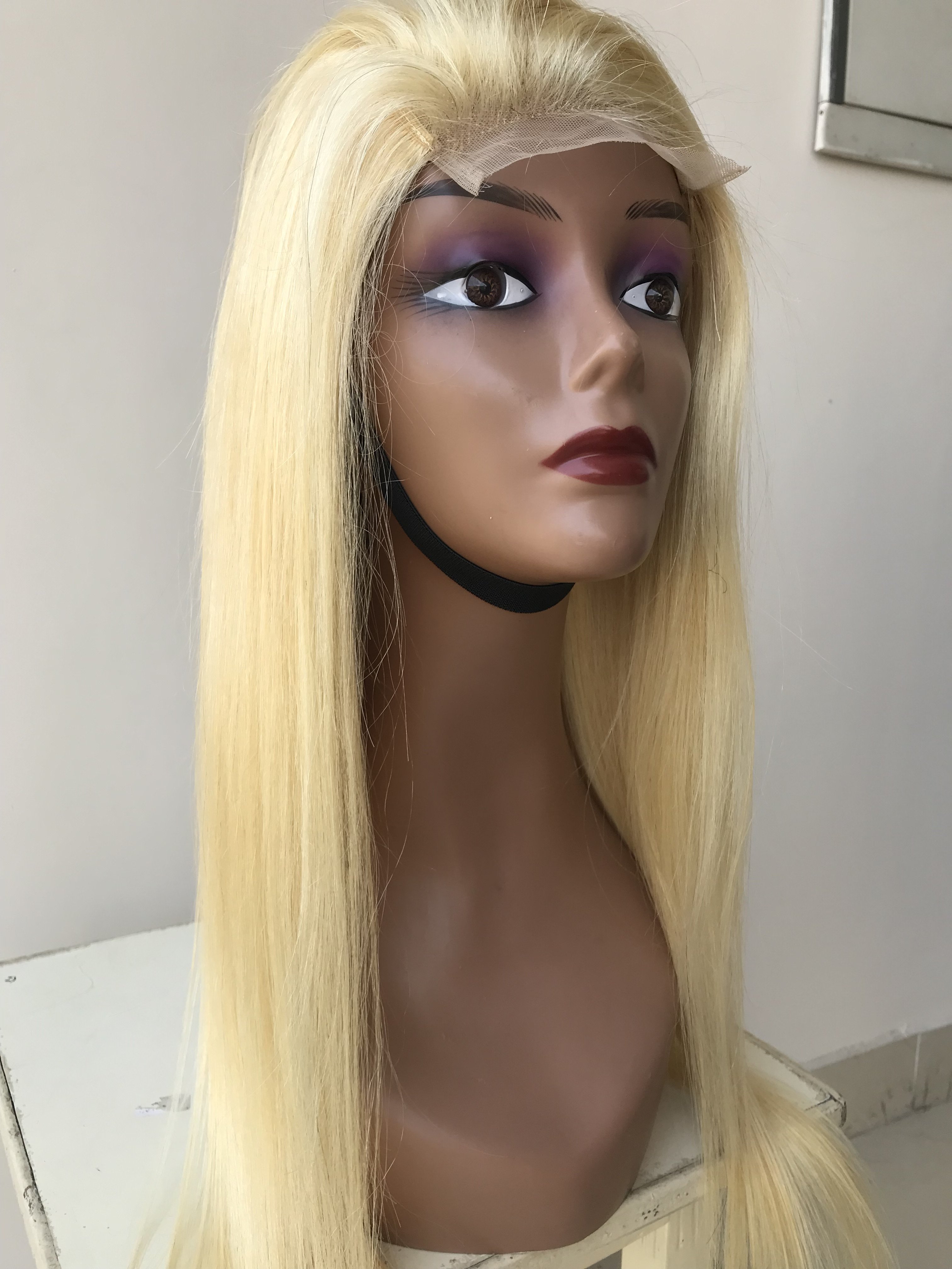 Top Quality Peruvian Blonde 613 Straight Closure Human Hair Wig Cuticle Aligned Unprocessed Human Hair Extensions Wig From India