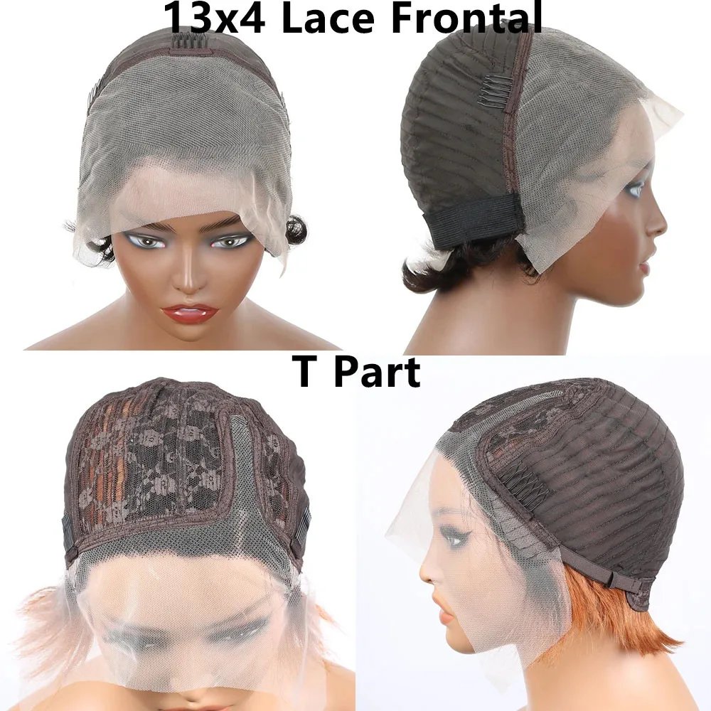 Short Human Hair Wigs Bob Wig 13x4 Lace Frontal Wigs For Women Pixie Cut Perruque Cheveux Humain