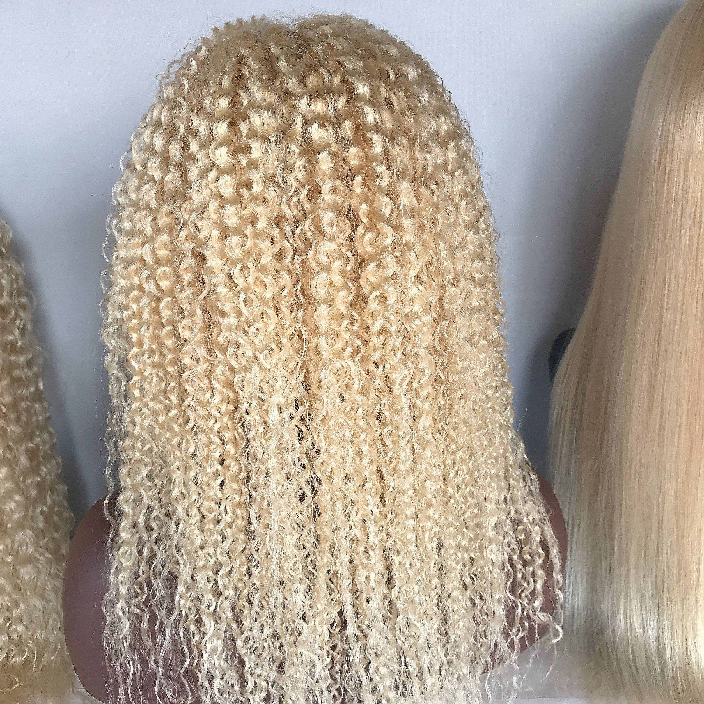 Human Hair Wig Raw Vietnamese Hair Wholesale Ready to Ship Products Real Human Hair Brazilian Jerry Curl 613 Color Long 2 Pieces