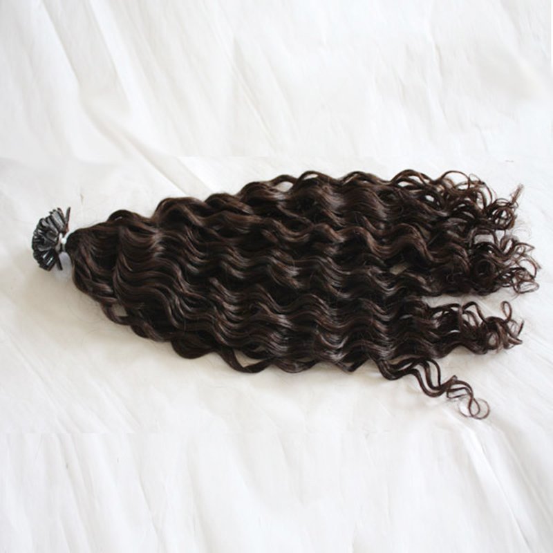 Luxury Quality Curly U Tip Hair Extension Dark Color Cuticle Aligned Keratin Tip 100% Human Hair Extensions