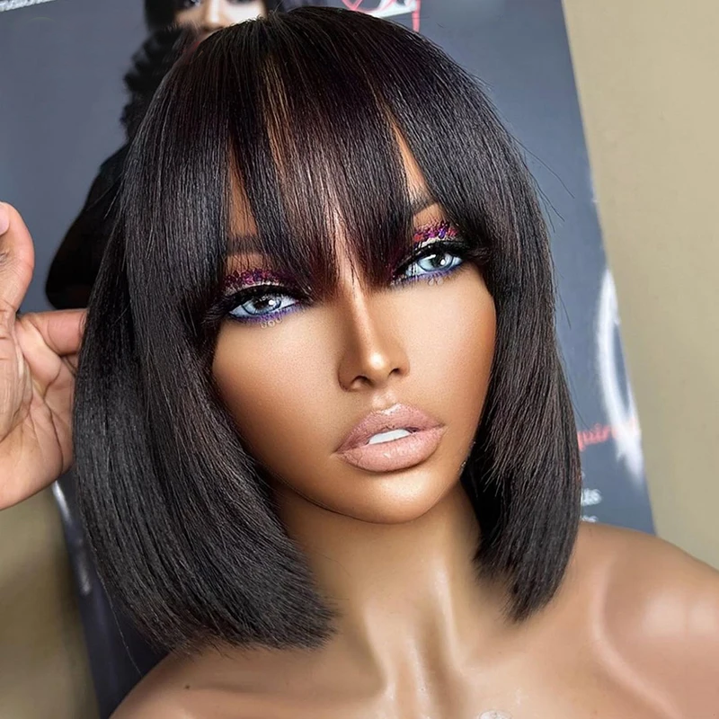 3*1 4x4 13x4 HD Lace Frontal Human Hair Bob Wig With Bang Factory Wholesale Cheap Flash Hair Cut Gluess Human Hair Wigs