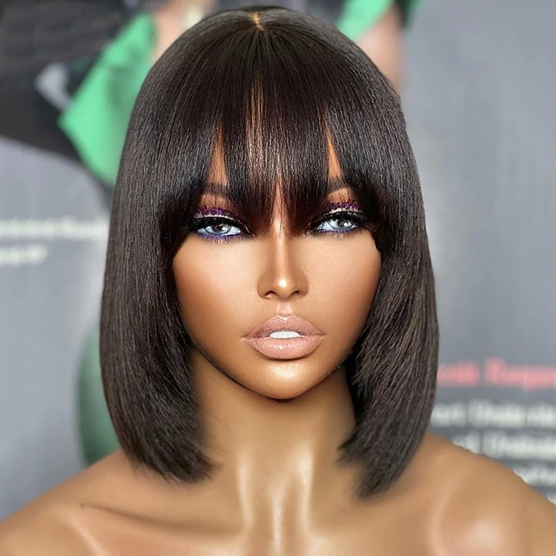 3*1 4x4 13x4 HD Lace Frontal Human Hair Bob Wig With Bang Factory Wholesale Cheap Flash Hair Cut Gluess Human Hair Wigs