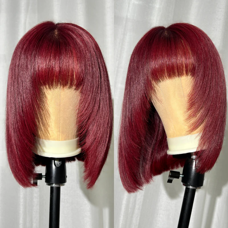 3*1 4x4 13x4 HD Lace Frontal Human Hair Bob Wig With Bang Factory Wholesale Cheap Flash Hair Cut Gluess Human Hair Wigs