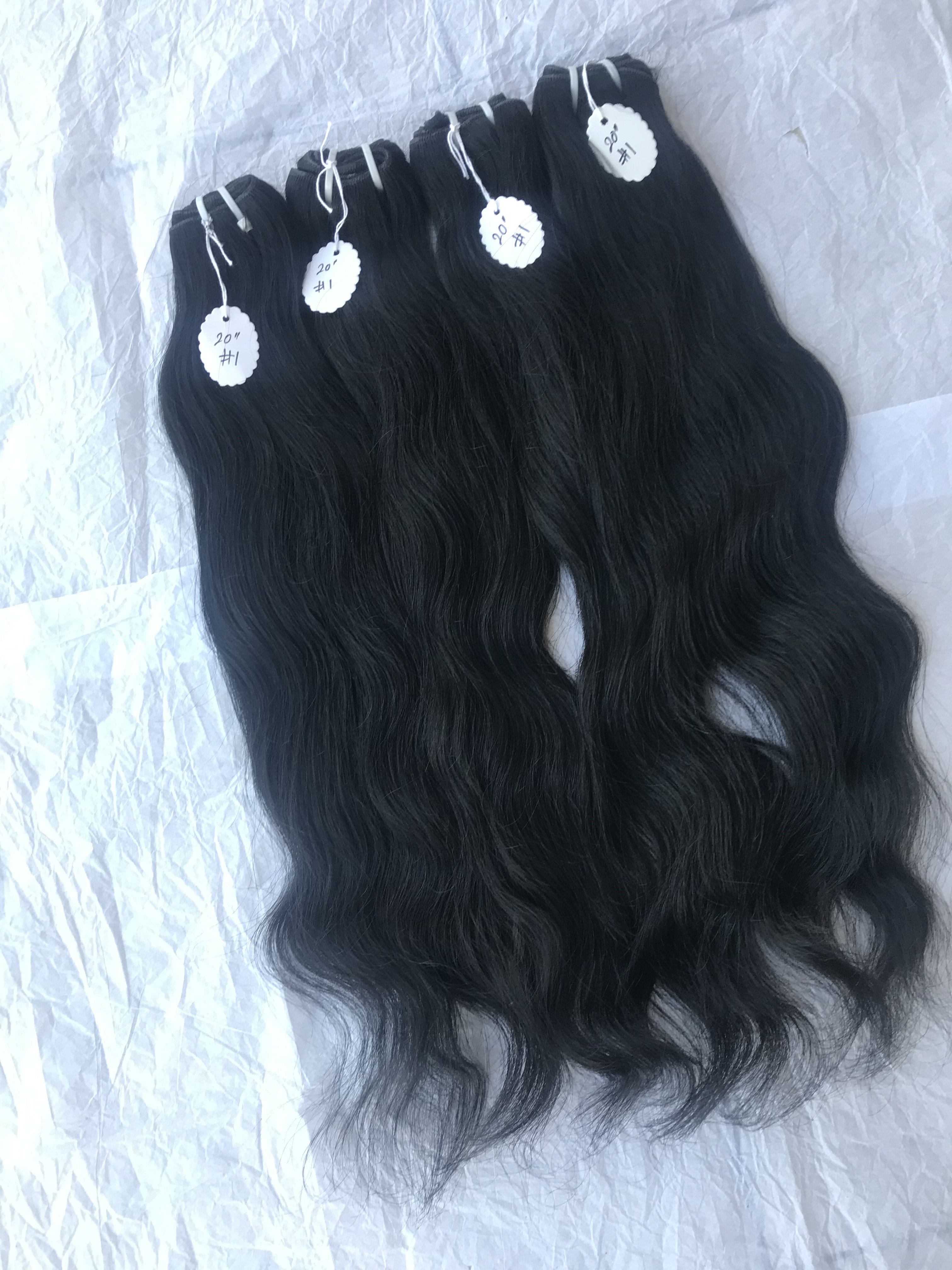 Indian Manufacturer Raw Temple Virgin Peruvian 20 Inch Colour #1 Wavy Unprocessed No Tangling No Shedding Hair Extension Bundle