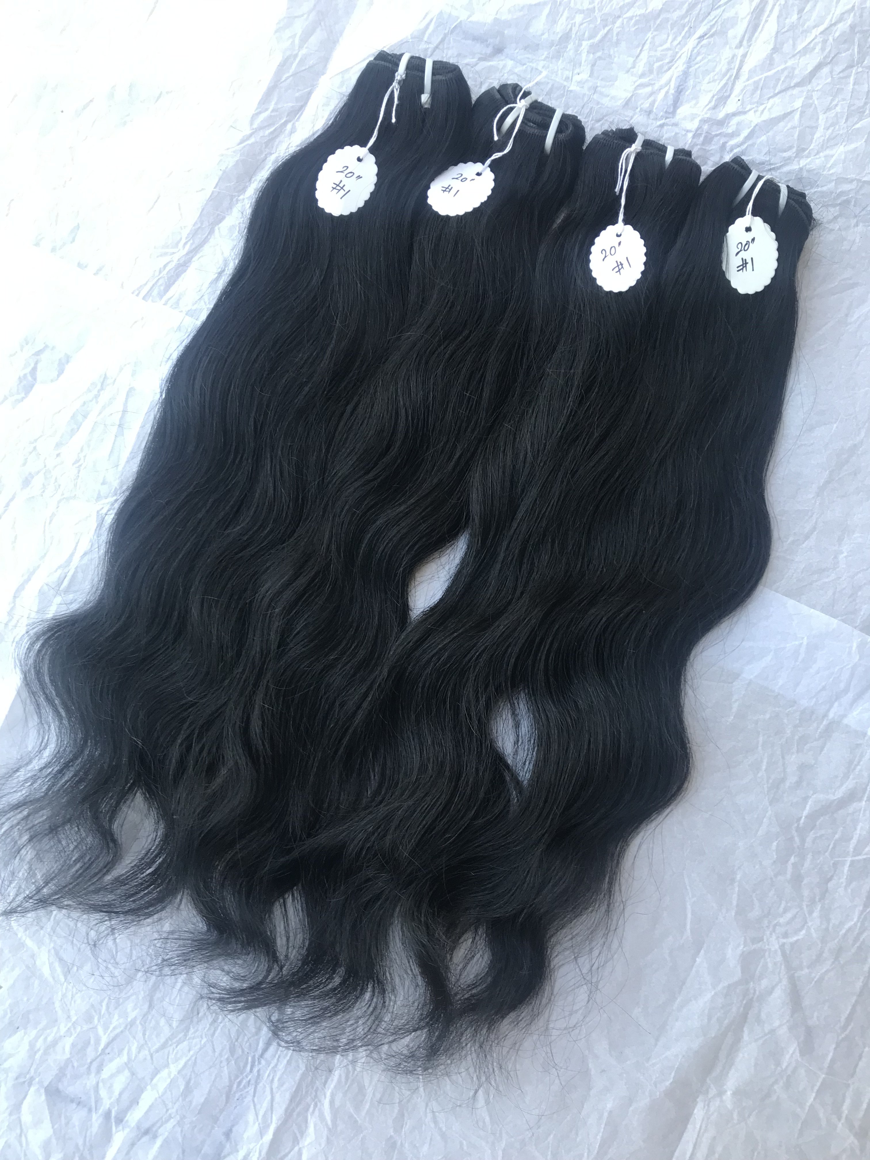 Indian Manufacturer Raw Temple Virgin Peruvian 20 Inch Colour #1 Wavy Unprocessed No Tangling No Shedding Hair Extension Bundle