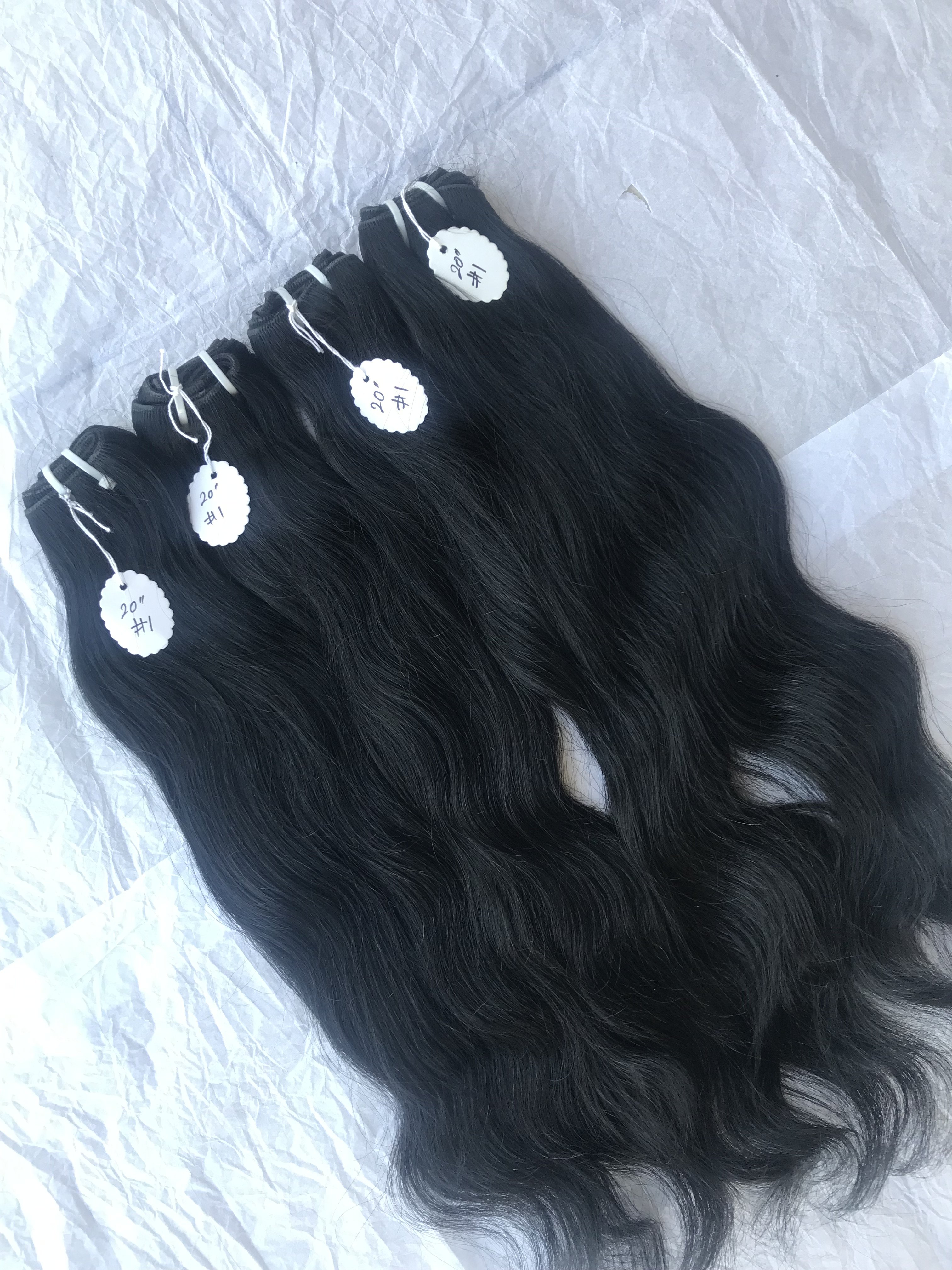Indian Manufacturer Raw Temple Virgin Peruvian 20 Inch Colour #1 Wavy Unprocessed No Tangling No Shedding Hair Extension Bundle