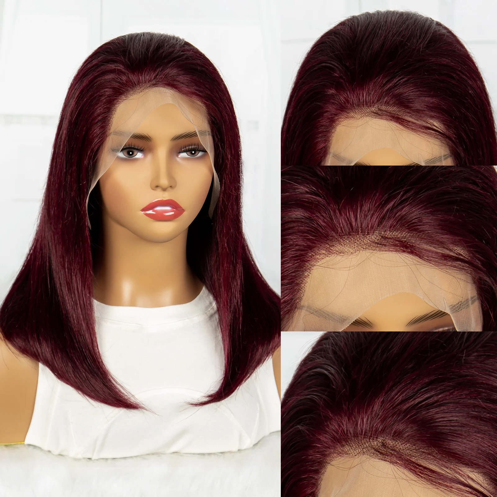 Orange Straight Bob Human Hair for Black Women supper Double Drawn 13x4 Lace Frontal 250% Density piano color Human Hair Wig