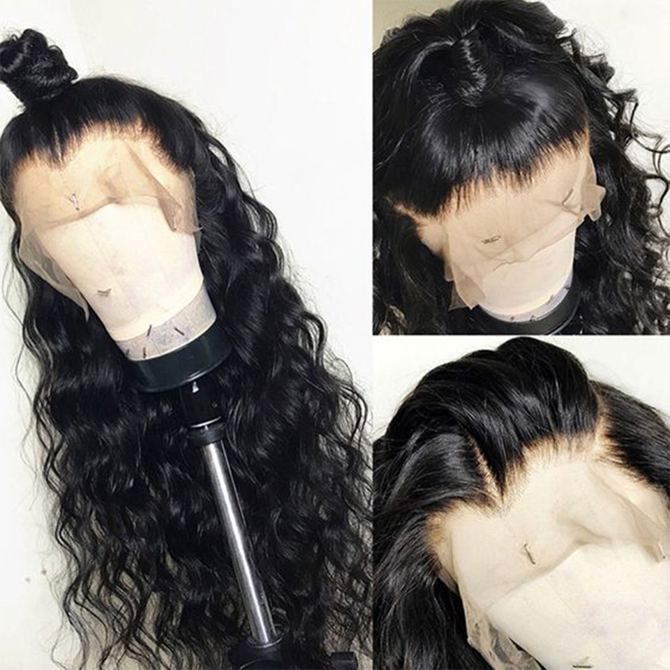 Front Wigs Human Hair Wigs Transparent Deep Wave , Glueless Virgin Brazilian Loose 360 Full Lace Pre Pluck Lace HD 13*4 13*6