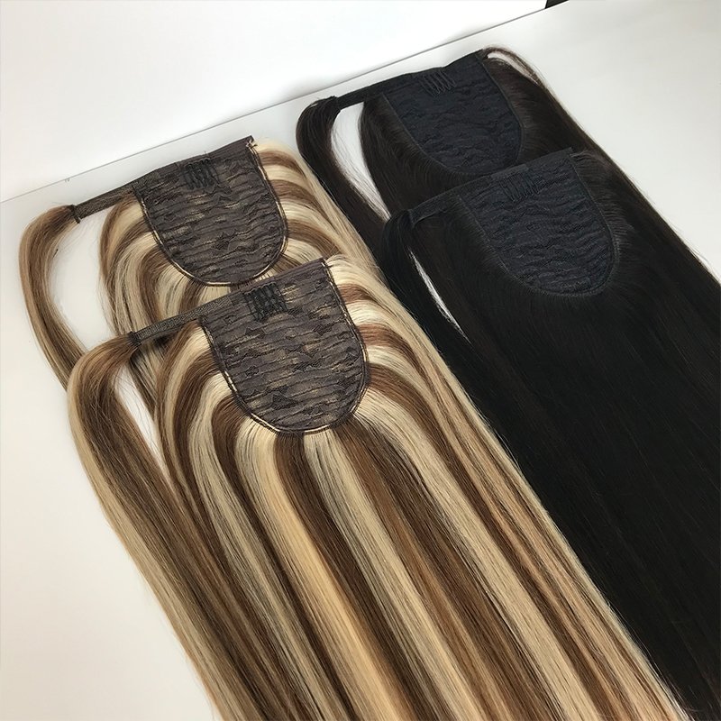 Findvirginhair Natural Human Hair Ponytail With Clips Extension 100g Full Ponytail Wig Brazilian Hair Wrap Around Black Brown