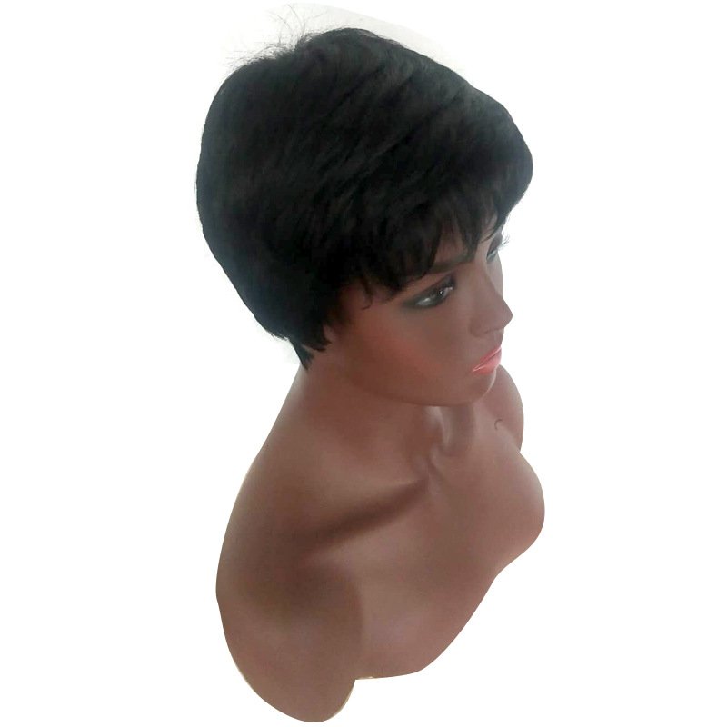 Women Short Straight Wigs Wholesale Brazilian Hair Bangs Pixie Human Hair Wig