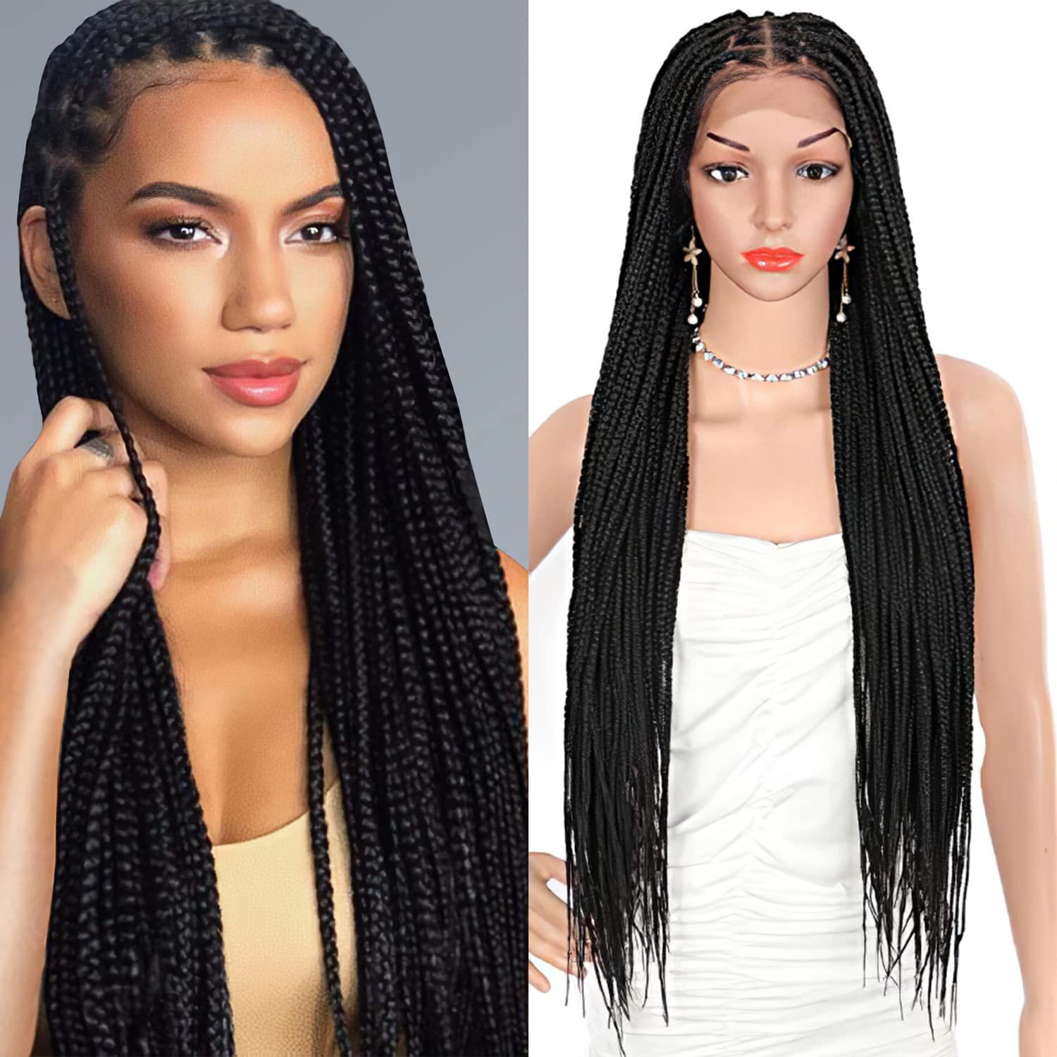 JenniferBest Selling Bundle 4 Closure Swiss Lace Front Human Hair Wig Full Lace Front Braided Wigs