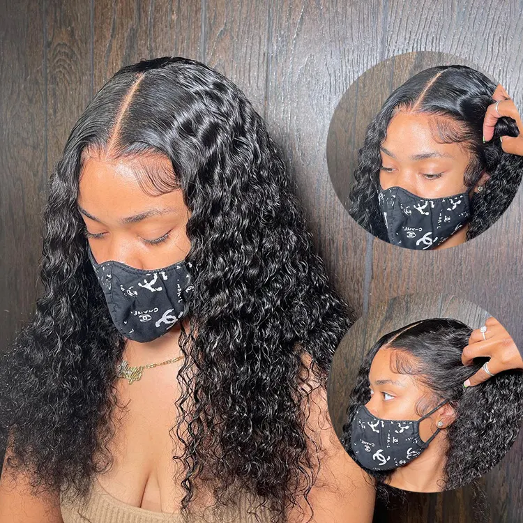 Top Sale 13*4 13*6 HD Transparent Full Lace Front Wigs Water Wave Wigs 100% Raw Brazilian Women Virgin human hair wigs