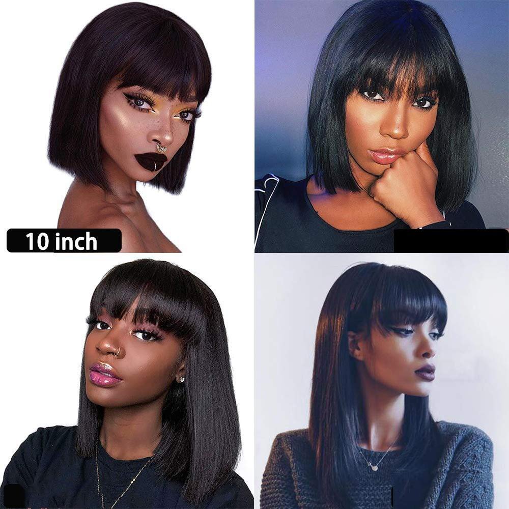 wholesale short bob wigs with bangs for black women, non lace short bob human hair wigs , peruvian bob human wig