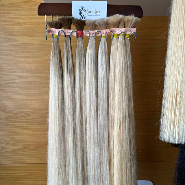 100% Vietnamese Human Hair Extensions High Quality Black Blonde Color Straight Super Double Drawn Bulk Hair Sun Hair Wave Bundle