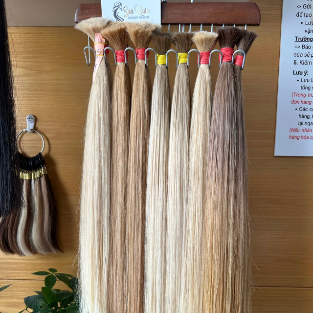 100% Vietnamese Human Hair Extensions High Quality Black Blonde Color Straight Super Double Drawn Bulk Hair Sun Hair Wave Bundle