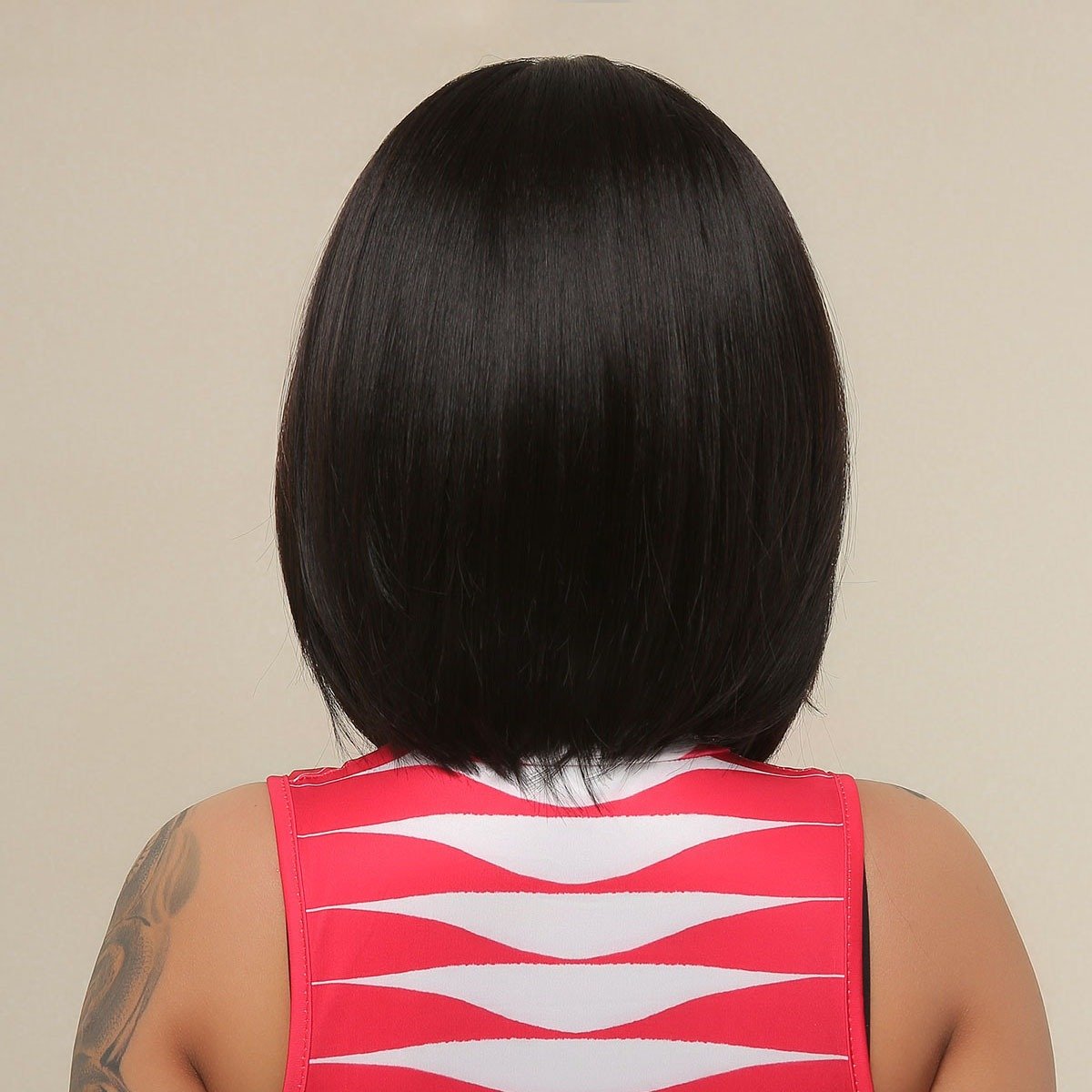 Factory Direct Short Brown Highlight Synthetic Hair Wigs Mixed Brown Middle Parting Bob Straight Wig For Black Women