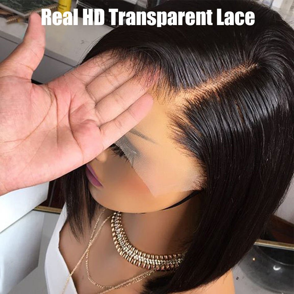 Cheap Raw Indian Short Bob Wigs Human Hair Lace Front Wig Wholesale Bone Straight Human Hair HD Lace Frontal Wig For Black Women