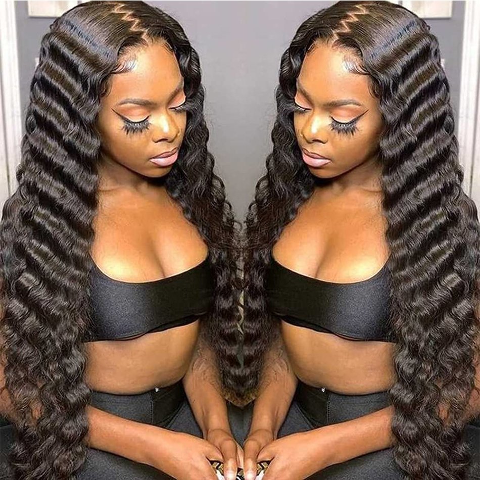 Factory Supplier Raw Brazilian Virgin Deep Wave Human Hair Cheap Wholesale Swiss 13X4 Lace Front Human Hair Wig For Black Women