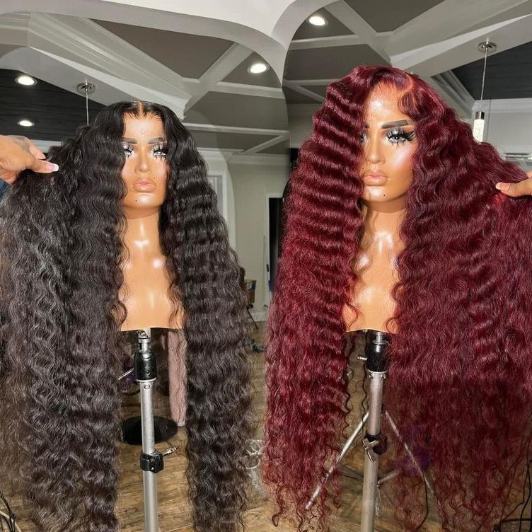 Factory Supplier Raw Brazilian Virgin Deep Wave Human Hair Cheap Wholesale Swiss 13X4 Lace Front Human Hair Wig For Black Women