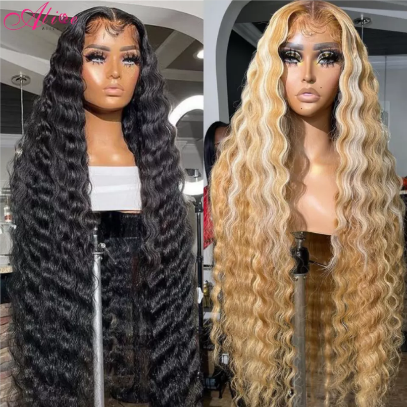 Factory Supplier Raw Brazilian Virgin Deep Wave Human Hair Cheap Wholesale Swiss 13X4 Lace Front Human Hair Wig For Black Women