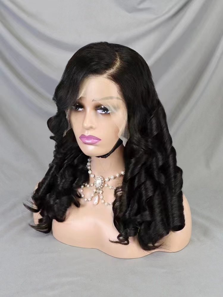 Bouncy Curly Human Hair Wigs with Bangs Peruvian Remy Fumi Curls Short Bob Egg Curls Glueless Full Machine Made Wigs for Women