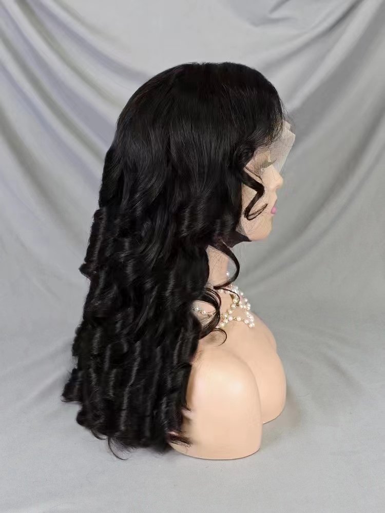 Bouncy Curly Human Hair Wigs with Bangs Peruvian Remy Fumi Curls Short Bob Egg Curls Glueless Full Machine Made Wigs for Women