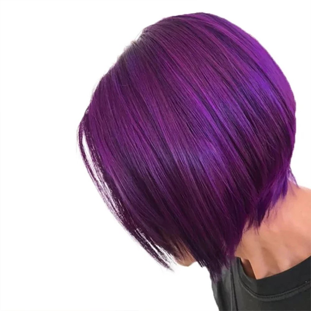 Purple Transparent 13x4 Lace Front Bob Human Hair Wigs Pre Plucked Straight Blunt Cut Brazilian Remy 5x5 Closure Wig 200 Density