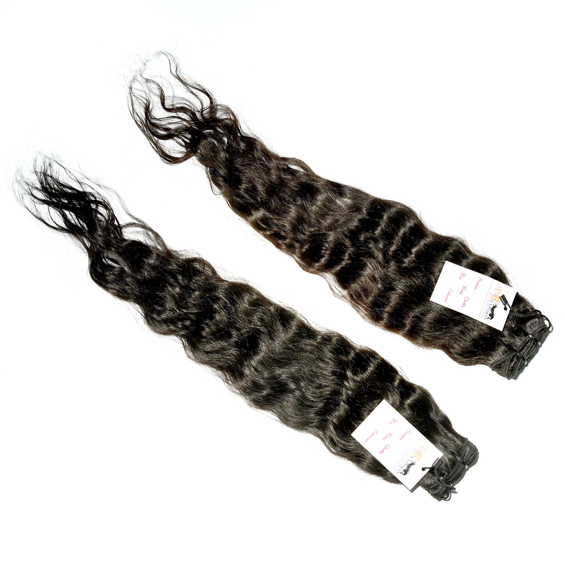 Fumi Super Single Drawn Deep Wave Virgin Hair, Double Drawn Raw Indian Temple Curly Hair Weave Bundles Human Hair Extension