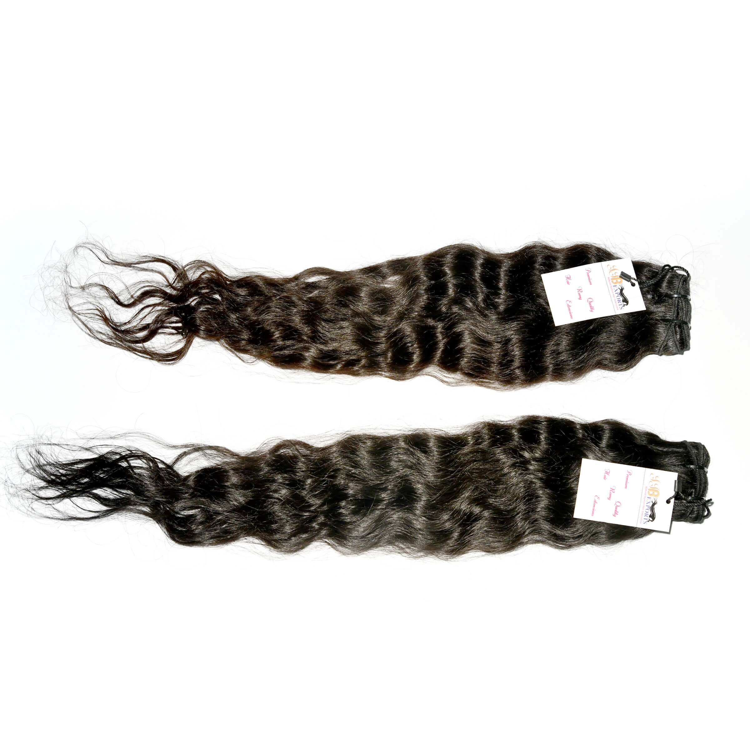 Fumi Super Single Drawn Deep Wave Virgin Hair, Double Drawn Raw Indian Temple Curly Hair Weave Bundles Human Hair Extension