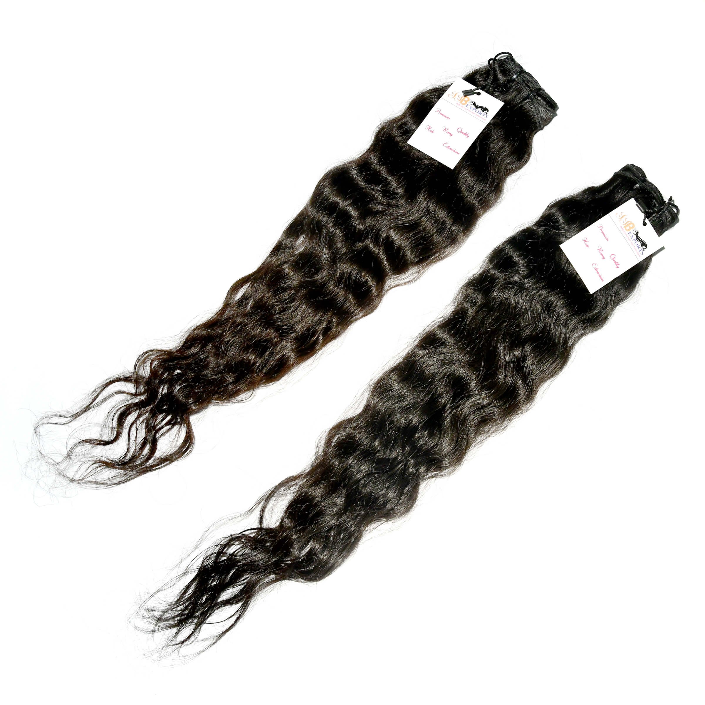 Fumi Super Single Drawn Deep Wave Virgin Hair, Double Drawn Raw Indian Temple Curly Hair Weave Bundles Human Hair Extension