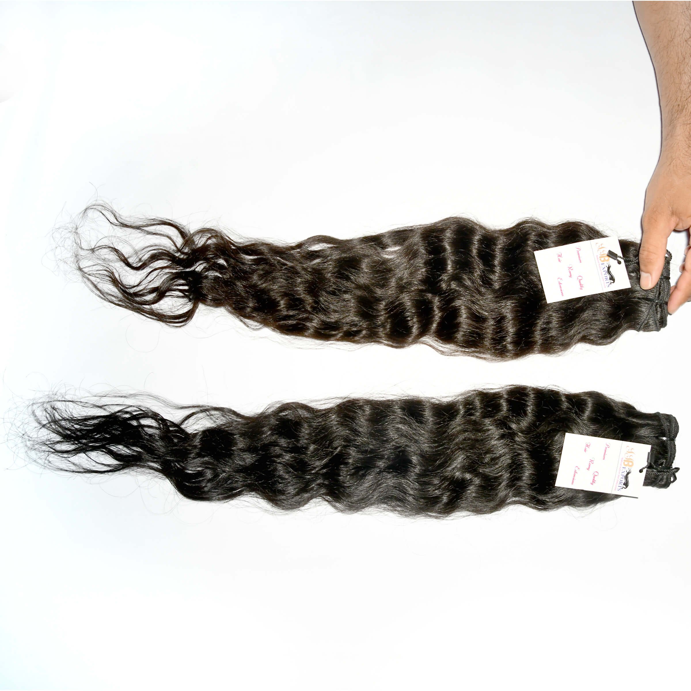 Fumi Super Single Drawn Deep Wave Virgin Hair, Double Drawn Raw Indian Temple Curly Hair Weave Bundles Human Hair Extension