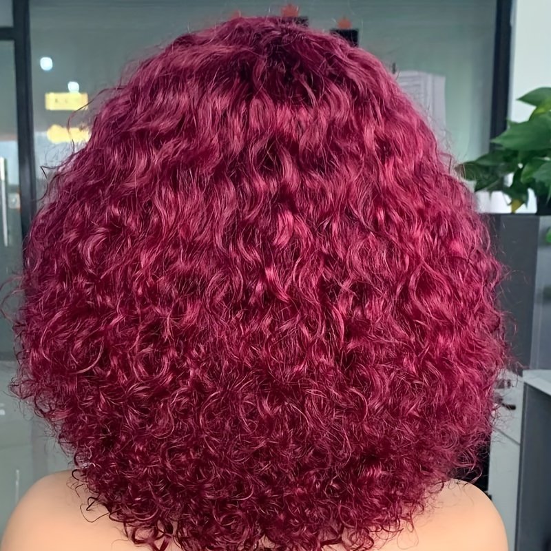 Glueless Raw Vietnamese Jerry Curly Short Bob Wig With Bangs Cheap Luxury Curly Wave Machine Made Lace Natural Human Hair Wigs