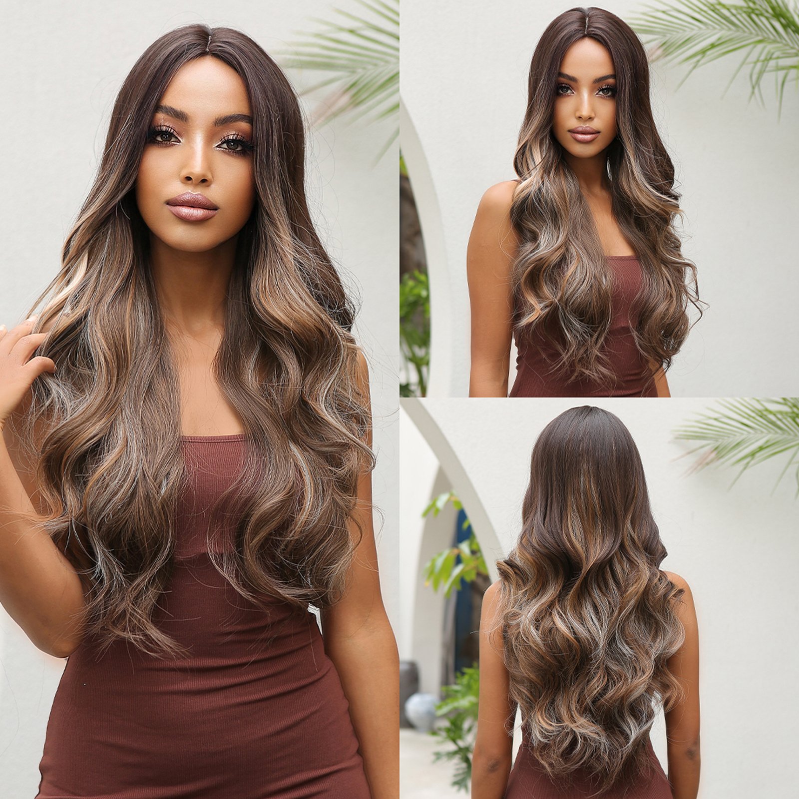 Cheap Wholesale Vietnamese Hair Wigs Long Black Brown Body Wave Hair for Black White Women