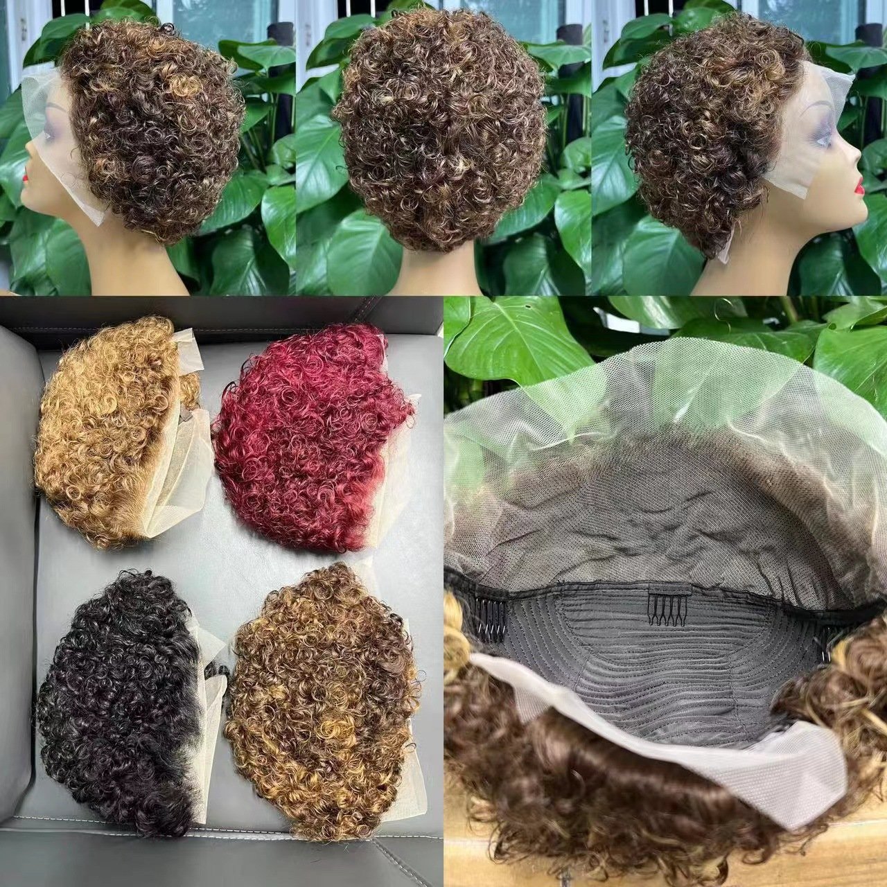 Wholesale 100% Brazilian Hair Short Wig Afro Kinky Curly Wig Natural Color Remy Human Hair Wigs