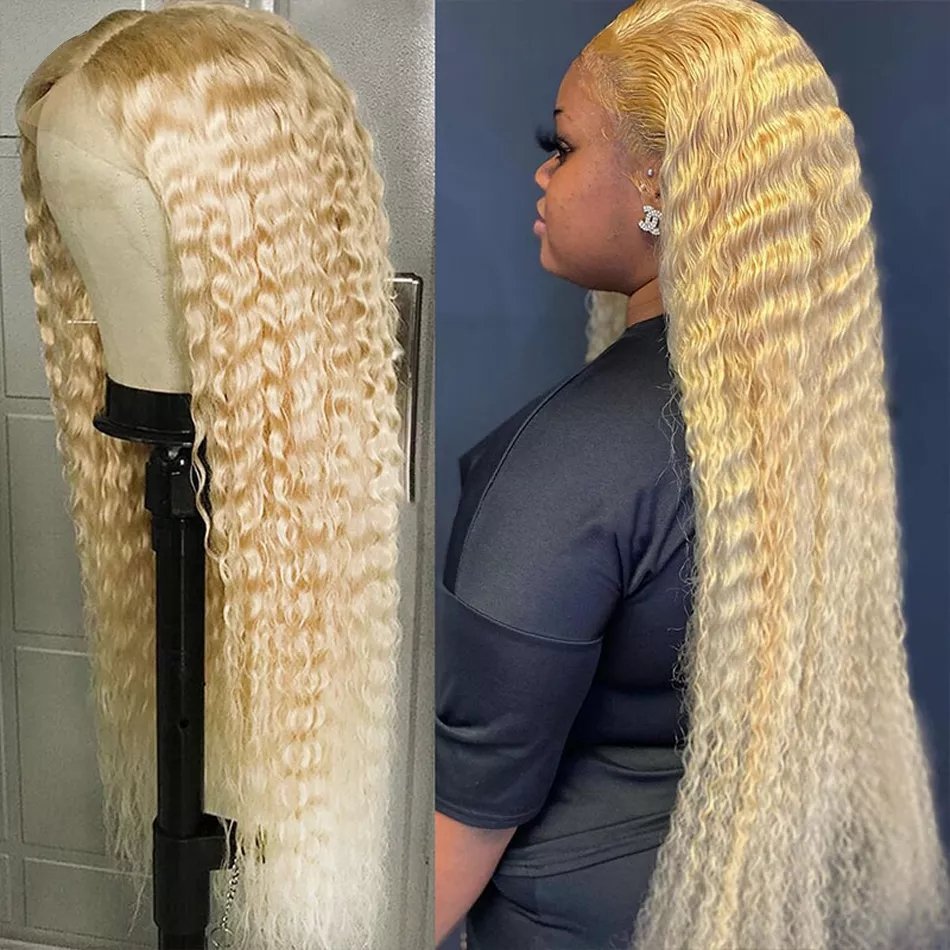 13x6 Lace Frontal Wig 613 Blonde Curly Transparent Deep Loose wave Pre Plucked 13x4 Water Wave Colored Human Hair Wig