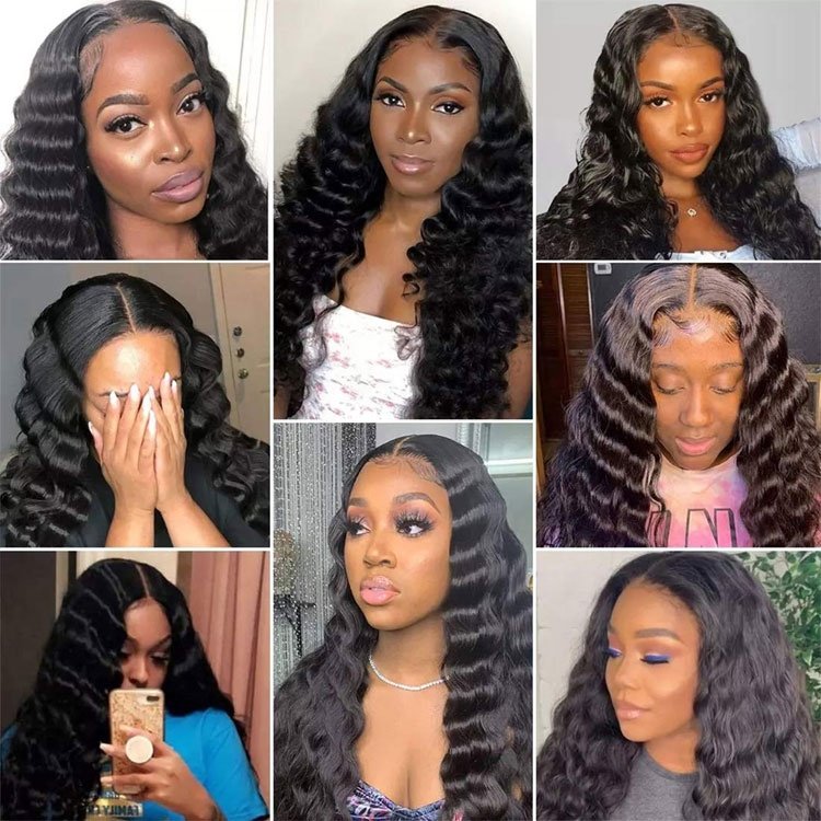 100% brazilian virgin hair 13x4 transparent lace frontal deep wave unprocessed human hair wig for black women