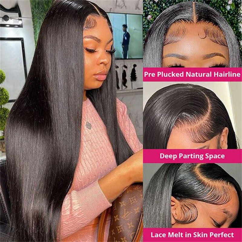 Hot Sale double drawn human hair bone straight wig brazilian human hair wig 13x6 transparent hd human hair lace front wigs