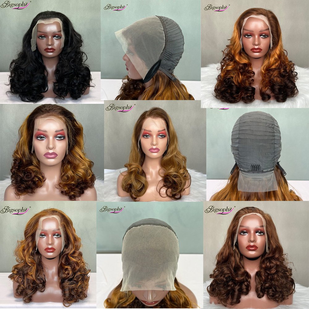 High Density Brazilian Human Hair Wigs Factory,SDD Full Frontal Lace Bouncy Curls Brown Color Hair Wigs For Women