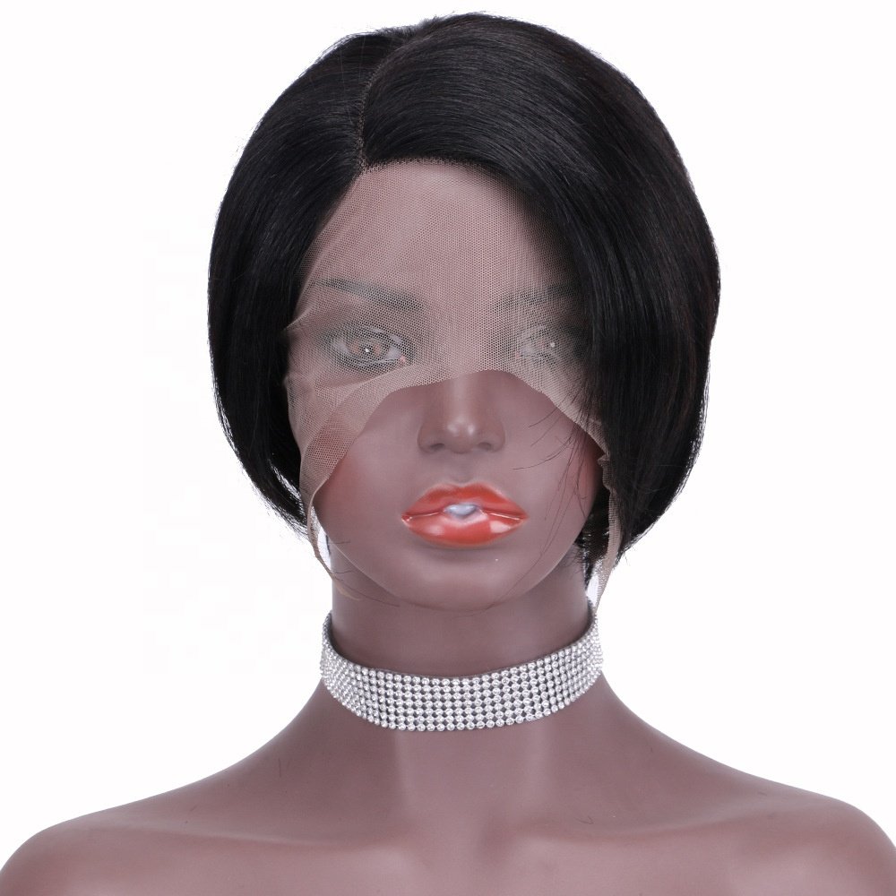 In Stock Natural Looking Short Pixie Side Deep Parting Lace Front Wig 100% Brazilian Virgin T Part Lace Human Hair Wig for Women