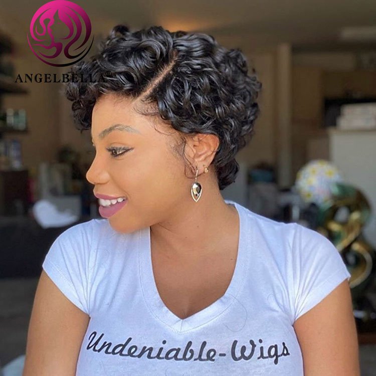 Wholesale Cheap Pixie Cut Human Hair Wigs For Black Women Brazilian Short Wigs Pre Plucked Lace Bob Wig