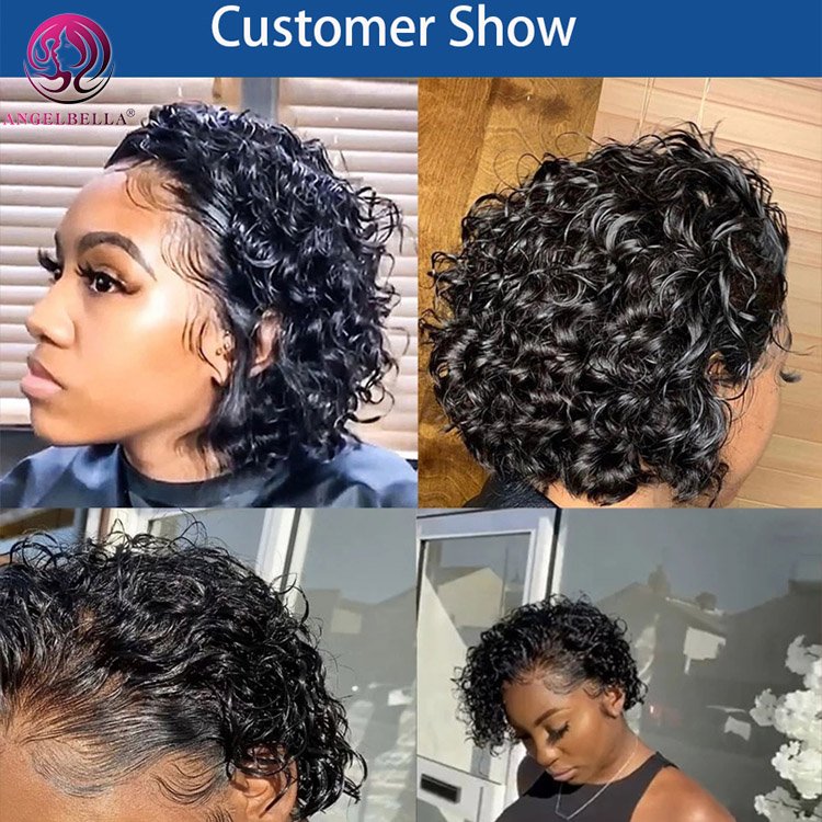 Wholesale Cheap Pixie Cut Human Hair Wigs For Black Women Brazilian Short Wigs Pre Plucked Lace Bob Wig