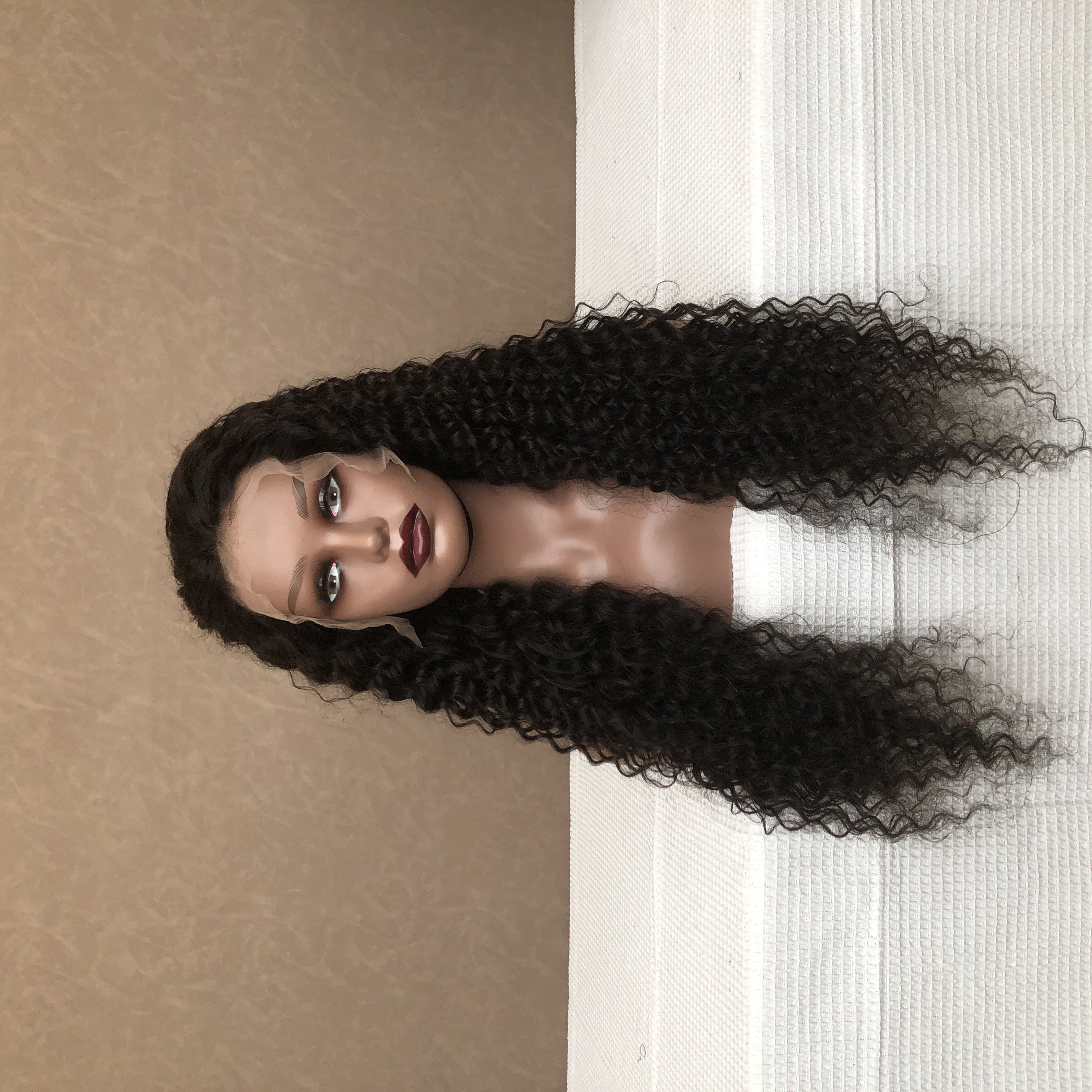Wholesale Cheap Deep Curly Wave 13*4 Transparent Lace Frontal Wig, 300%,30 Inches,Glueless Wigs Human Hair